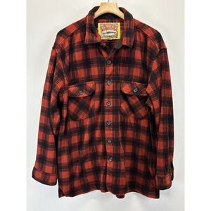 Juneau Men's Heavy Fleece Flannel Button Shirt XXL Long Sleeve Buffalo Plaid Red